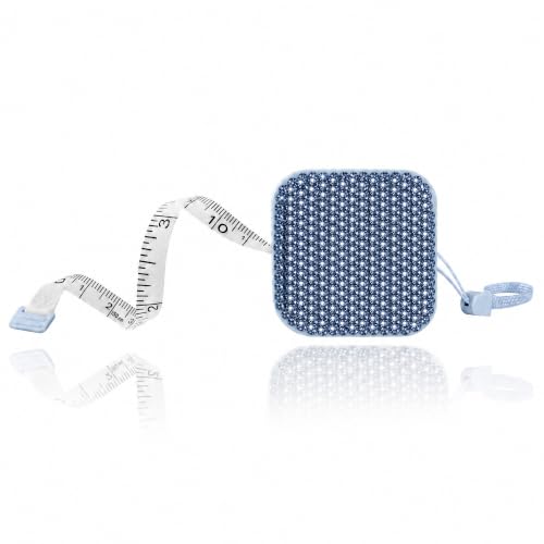 SlowVibes Bling Blue Diamond Retractable Body Measuring Tape, 60 Inch | Dual-sided vinyl cloth tape with rope for waist, fabric,body measurements, sewing, tailor,knitting, weight loss - color: Blue