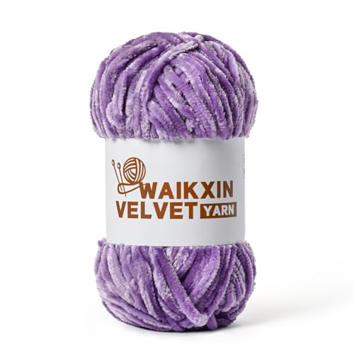Chunky Chenille Yarn for Crocheting, Baby Yarn for Crocheting Soft, Plush Velvet Yarns, 100g (87.4 yds) Fluffy Yarn for Crochet Amigurumi (Pale Purple) - color: Pale Purple