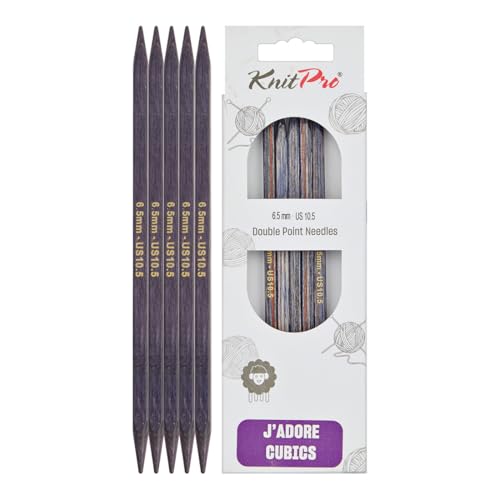 KnitPro J’Adore Cubics Double Pointed Needles 6" (15cm) | US Size 10.5 (6.5mm) - size: US 10.5 (6.5mm)