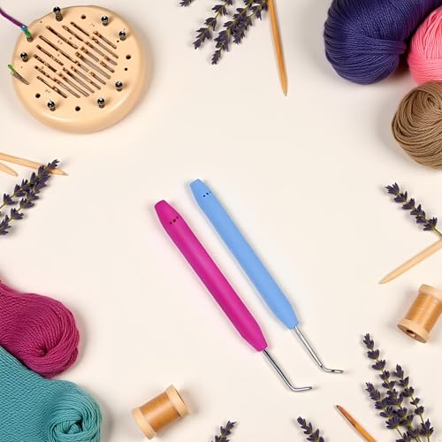 2Pcs Knitting Loom Hook Crochet Hook for Knifty Loom Hook Tool with Handle Knitting Sewing Tools Durable and Fashion, Crochet Hooks