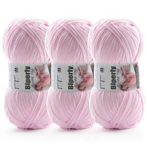 Skinny Chenille Yarn for Crocheting and Knitting - 3 Pack of 100g/317yds Ultra Soft Fluffy Plush Velvet Yarn - #2 Crochet Yarn for Amigurumi, Blankets, Plush Dolls, Baby Clothes (3, Light Pink) - color: Light Pink