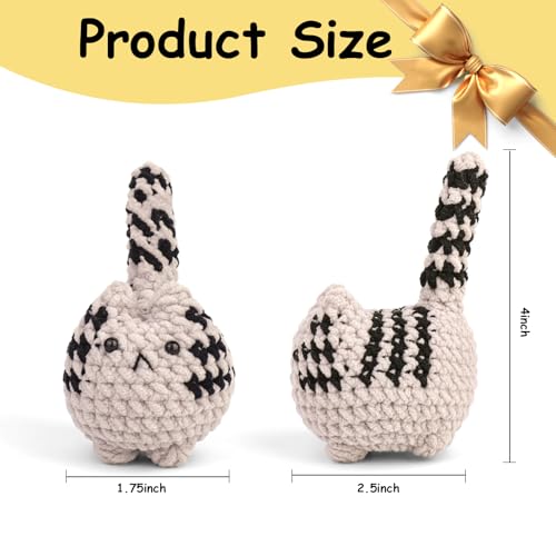3 pcs Crochet Cats for Desk Decor, Cute Mini Handmade Knitted Cats for Shelf or Office Decor, Gifts for Women and Cat Lovers