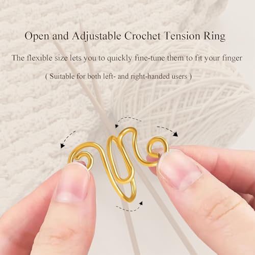 4Pcs Crochet Rings for Finger, Crochet Tension Ring for Crocheting Open Adjustable Yarn Guide Crochet Tension Ring Crochet Accessories Knitting Ring for Finger (Multicolor-B), SATONBEYI - color: Multicolor-B-4P