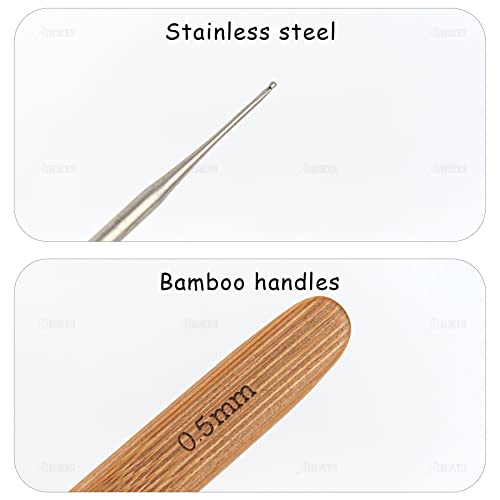 AUEAR, 3 Pack Crochet Hook Dreadlock for Hair 1 Lock Needle with Bamboo Handles Dreads Braid Craft (0.5 mm Diameter) - color: 0.5 mm, size: 3 Pack