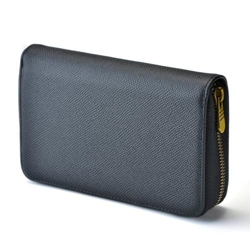 Fountain Pen Leather Pen Case 10 Divided Slots, Rollerball Pen Holder Handmade Display Organizer Zippered Pouch - color: Black