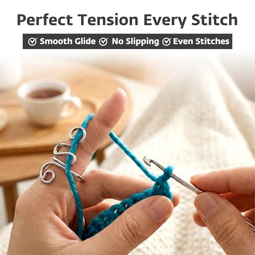 Crochet Tension Ring, Adjustable Crochet Ring for Finger, Works to Loop Yarn, Crochet Accessories, Crochet Supplies, Crochet Hooks, Gift, Resizeable, 1 Count (Silver) - color: Silver