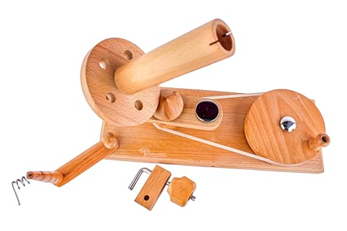 WARESHIRE Yarn Bowl and Ball Winder Combo Wooden Handmade Hand Operated | Natural Yarn Ball Winder Large Center Pull Cake with Tabletop Wooden Yarn Bowl 6x3 inches | Yarn Ball Holder (Bowl+Beech) - color: Bowl+Beech