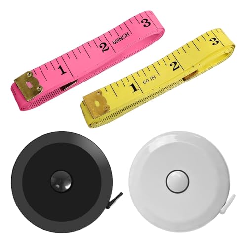4 Pack Tape Measure Retractable Measuring for Body Fabric Sewing Tailor Cloth Knitting Craft Measurements, 60-Inch Soft Measuring Tape Double Scales Rulers for Body Weight