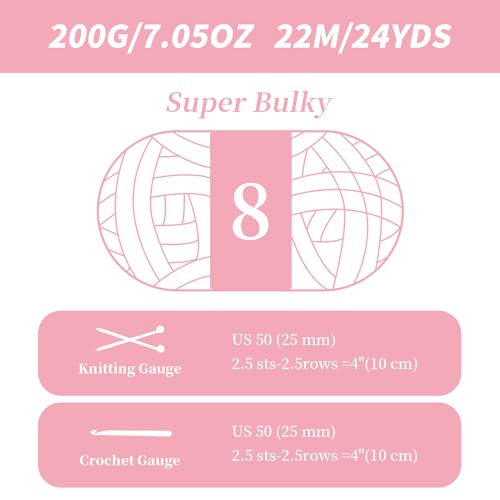 10 Pack Pink Fuzzy Chunky Yarn for Hand Knitting, Bulky Thick Fluffy Chenille Yarn for Crocheting, 240yds/70.5oz Jumbo Crochet Yarns, Soft Chunky Knit Blanket Yarn for Crochet - color: 10 Pink