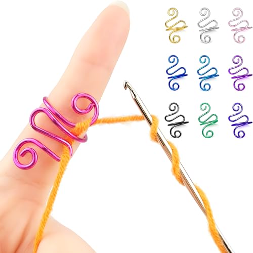 Crochet Tension Rings for Women Adjustable Crochet Hooks Ring - color: Pink