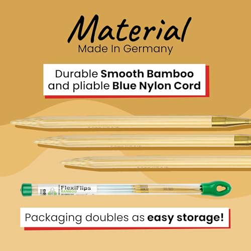 skacel by addi Flexiflips Double Pointed Knitting Needles, 9.5 Inch (24 cm) Bamboo Tips with Flexible Nylon Cord, 3.25 mm (US Size 3)