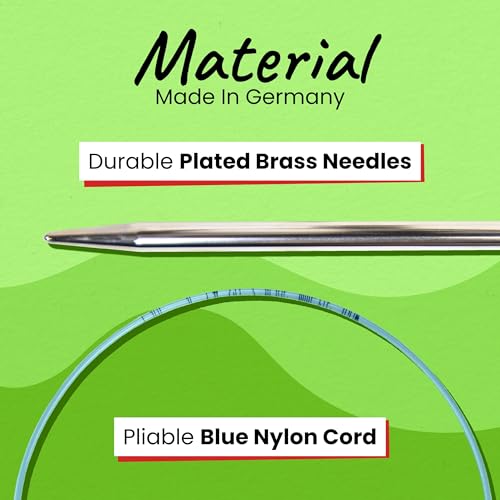 skacel by addi Turbo Circular Knitting Needles, Fixed 12 Inch (30 cm) Plated Brass Tips with Flexible Nylon Cord, 5 mm (US Size 8)