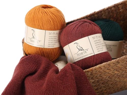 Merino Wool Yarn for Knitting 3-Ply Soft Lightweight 150g Crochet Yarn (White Grey) - color: White Grey, size: 3 Balls Pack