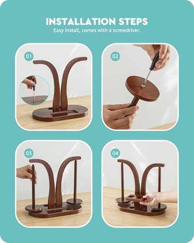 Baffect Yarn Holder Magnetic, Wooden Double Yarn Spindle (Brown) | With Crochet Hooks Organiser Rack & Small Crocheting Accessories Storage Slot, Ideal Gift For Crochet Lovers - color: Brown
