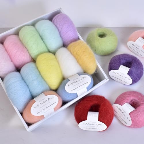 Kid-Silk Mohair Yarn, Lace Weight, 4 Balls 100g, 1420 yds | Yarnique 61% Super Kid Mohair & 20% Silk | Airy Halo | Soft Glow（30 Dusty Rose） - color: 30 Dusty Rose
