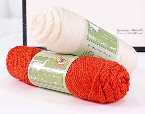 Baby Alpaca Luxury Yarn Worsted Weight 3 skeins (100g/3.5oz/Each) Fashion Collection Art Crafts Crochet and Knitting by Sunny Cat (05 Watermelon) - color: 05 Watermelon