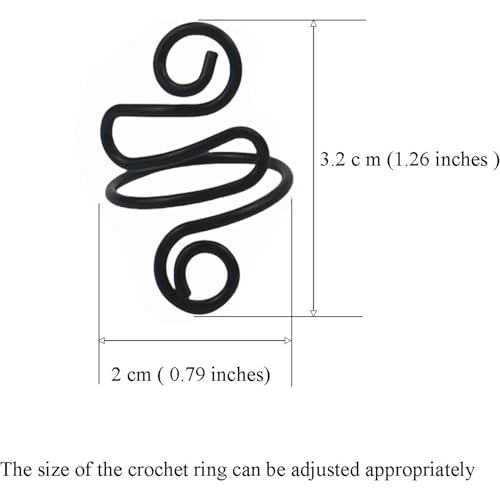 2Pcs Crochet Rings for Finger, Adjustable Open Yarn Guide Crochet Tension Ring for Crocheting Knitting Accessories Supplies Metal Yarn Tension Loop Ring for Finger (Black), SATONBEYI - color: Black-2P