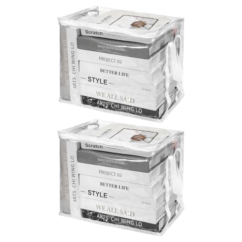 PATIKIL 9x10.6x9in Clear Storage Bags, 2PCS Plastic Storage Bags Clear Small Zippered Organizers Foldable Closet Bed Sheet Organizer Cube with Zipper for Book Clothes Yarn,S, White - color: White, size: S