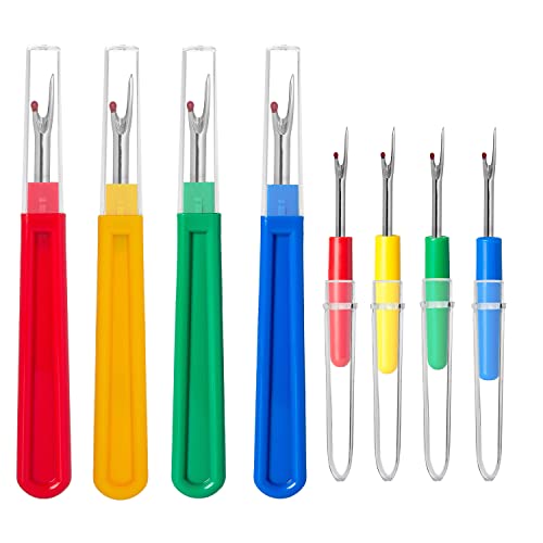 8Pcs Sewing Seam Rippers, 4 Big and 4 Small Stitch Remover Tools | Weico Handy Thread Ripper for Embroidery, Clothing Tags, Rubber Bands Soft Elastic Bands Removing