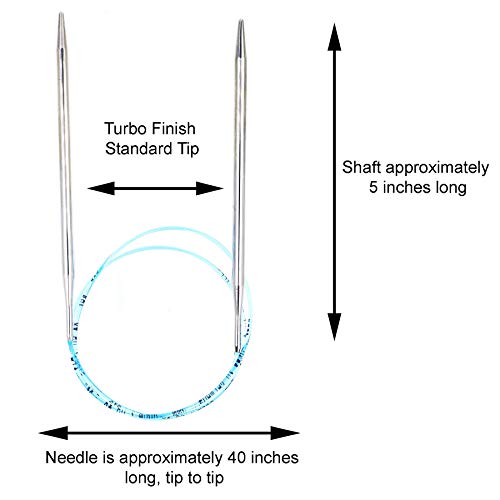 addi Skacel Turbo Original 40 Inch US 3 (3.25mm) Circular Knitting Needles | Ultra-Slick Finish, Slightly Blunt Tip, Memory-Free Blue Cords, Seamless & Snag-Free Joins, 10 Stitch Markers - size: US 03 (3.25mm), 40 in. (100cm)