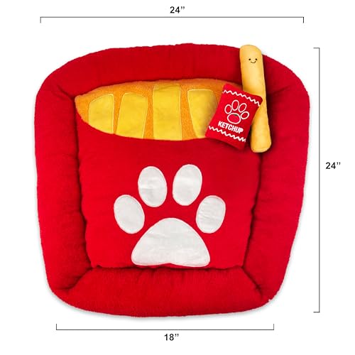 TONBO Soft Plush Small Cute and Cozy Nature Dog Cat Bed, Washer and Dryer Friendly (French Fries) - color: French Fries