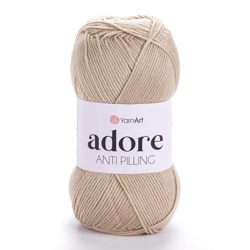 1 Skein YarnArt Adore, Antipilling Yarn, 100% Antipilling Acrlylic, 100 g (3.5 oz), 280 m (306 yd), 3 : Light-DK, Beige - 336 - color: Beige - 336