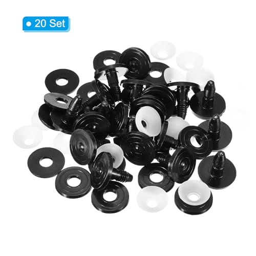 MECCANIXITY 10Set 35mm 1-3/8" Doll Joints, Plastic Removable Animal Joints Connector Engage Bolt Doll Making Supplies for Bear Limbs Head Joint DIY, Black & Clear