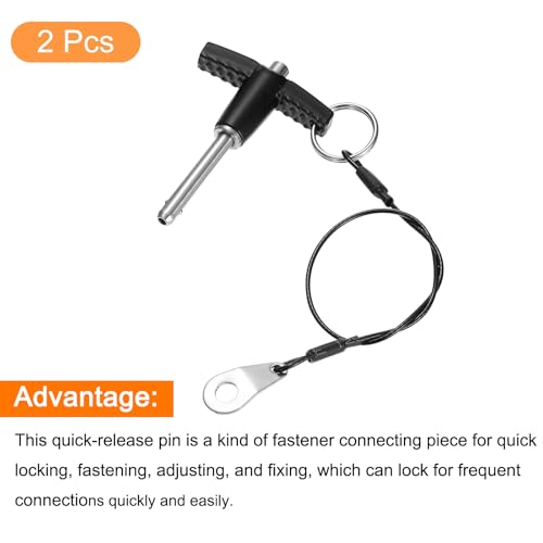 uxcell 2Pcs T Handle Lock Pins, 5mm x 30mm Usage Length Stainless Steel Push-Button Quick Release Pin - size: 5mm x 30mm