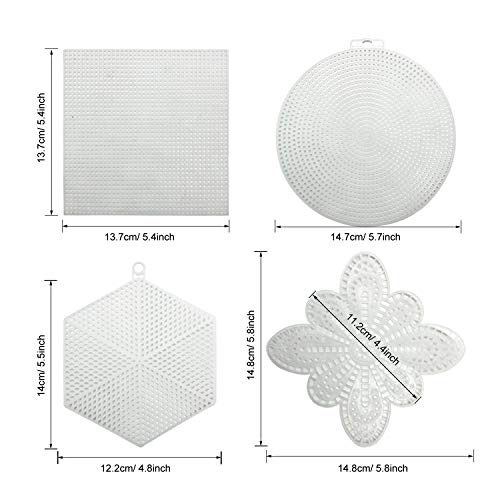 Allazone 52 PCS Mesh Plastic Canvas Sheets 4 Shapes Plastic Canvas for DIY Crafts Embroidery Cross Stitch, Acrylic Yarn Crafting, Knit and Crochet Projects - color: 52 PCS - 4 Shapes