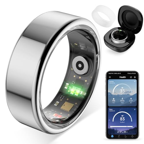 Smart Ring for Women, Health Tracker & 5ATM, COLMI R02. (Silver, 8#) | No Subscription Fee & Skin Temperature, Heart Rate, Blood Oxygen, Sleep Health Monitoring, Sports Tracking, Menstrual Cycle. - color: Silver, size: 8#