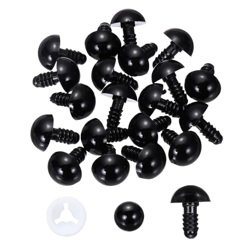 PATIKIL 14mm Safety Eyes, 30 Pcs Plastic Craft Eyes with Protective Film with Washers for Stuffed Animals Crochet Toys Dolls DIY Craft Making, Black - size: 14 mm