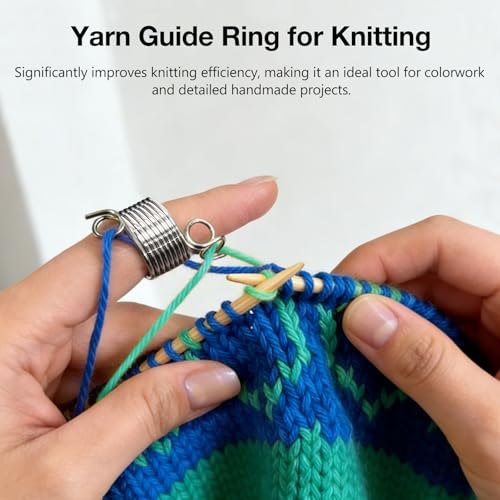 10PCS Stainless Steel Yarn Guide Rings, 2 Sizes Knitting Thimble Finger Coiled Rings for Knitting Accessories ﻿