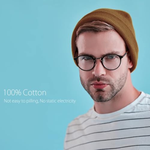 100% Cotton Beanie Hat Winter Hats Women Men Warm Knit Beanies | Double Layer Warmth ,Ultra-Soft Itch-Free Pure Cotton Knitted, Cuffed & Uncuffed Fisherman Slouchy Skull Cap for Womens Mens - color: 1pcs Coffee