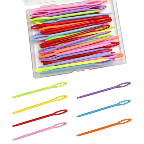 Hxcioy 50PCS Plastic Yarn Needles, Canvas Embroidery Big Eye Sewing Needles, DIY Handmade Craft Safety Plastic Lace Needle, 3.54 Inches