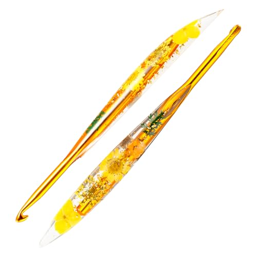 6mm Crochet Hook, Ergonomic Crochet Hook with Floral Resin Grips | Stylish and Unique Knitting Needles ,Crochet Needles for Beginners, Arthritic Hands and Professional - size: 6.0mm