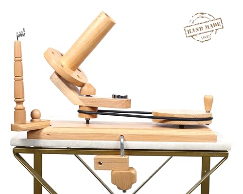 Yarn Winder – Large Handcrafted Wooden Ball Winder for Knitting, Crocheting & Weaving – Heavy-Duty Natural Beachwood Yarn Winder for 8-12 oz Yarn Cakes - color: Beechwood (Winder)