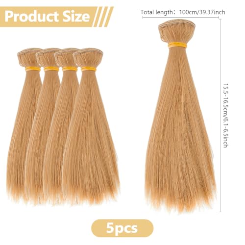 DICOSMETIC 5Pcs Doll Wig Doll Hair 15.5cm Straight Short Dolls Hair High Temperature Fiber Dolls Hairs Wefts Extensions Camel Faux Hairs Replacement for Adult DIY Crafts | High Temperature Fiber, Hair Wefts Extensions, Faux Hair Replacement, For DIY Craft
