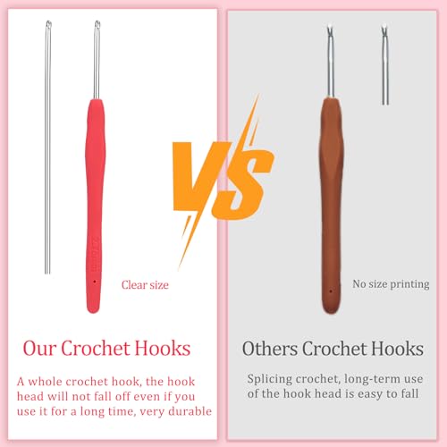 QMNNMA 2.75 mm Crochet Hook, Ergonomic Crochet Hooks, Crochet Needles | Ergonomic Crochet Hooks for Arthritic Hands, Crochet Needles for Yarn, Extra Long Knitting Needles for Beginners - size: 2.75mm