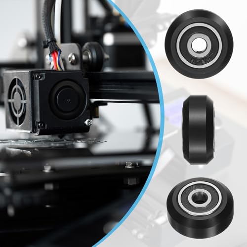 uxcell 10pcs 3D Printer POM Rollers, Solid High-Speed Gantry Wheels V Slot POM Pulley Wheel with 625-2RS Double Shield Bearing for 3D Printer, CNC Machine (Black)