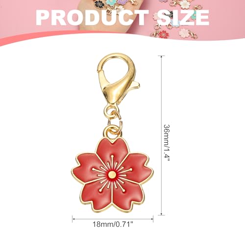 PATIKIL Flower Crochet Stitch Markers, Knitting Cherry Blossom Charm Marker for DIY Craft - color: Red