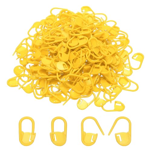 PATIKIL Crochet Stitch Markers, 200Pcs Plastic Knitting Markers Needle Pin Locking Stitch Marker for Sewing Crocheting DIY Craft, Yellow - color: Yellow