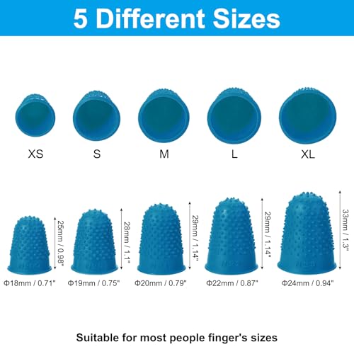 PATIKIL Rubber Finger Tips, 15 Pack Silicone Thumb Fingertip Protector Finger Cots Covers Guard Pads Thimble Grips for Office Counting Sewing, Blue M Size - color: Blue, size: 1.2x0.8inch（Medium）