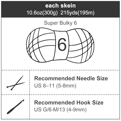 Chunky Chenille Yarn #6 Super Bulky Soft Fluffy Crochet | Easy care & beginner-friendly. Choose 0.66lb or 1.76lb. Perfect for blankets, hats, scarves, home decor. Machine washable. - color: White, size: 0.66LB/215yds