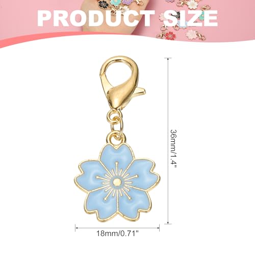PATIKIL Flower Crochet Stitch Markers, Knitting Cherry Blossom Charm Marker for DIY Craft - color: Blue