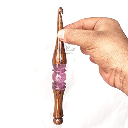 Merit wooden craft Handcrafted Light Blue Resin epoxy & Wood Mix Crochet Hooks Ergonomic Soft Handle Needles Knit Weave Craft Yarn Different Size, Crochet Hooks, (12mm) - size: 12mm
