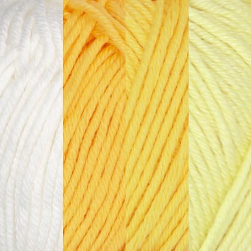 JubileeYarn Bamboo Cotton Sport Yarn - 50g/Skein - Shades of Yellow - 4 Skeins - color: Shades of Yellow, size: 4 Skeins