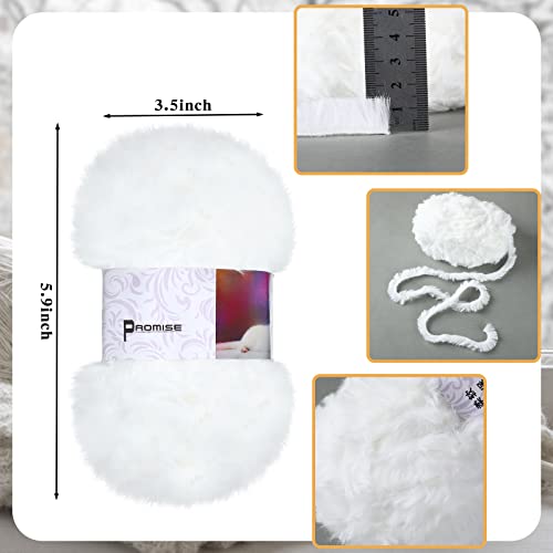 Nuanchu 6 Skeins Soft Faux Fur Yarn Fluffy Eyelash Yarn | White, Fuzzy Faux, Fuzzy Bulk for Crochet Knit Clothes Baby Blanket Rugs Knitting, Total Length 180 M/ 197 yd