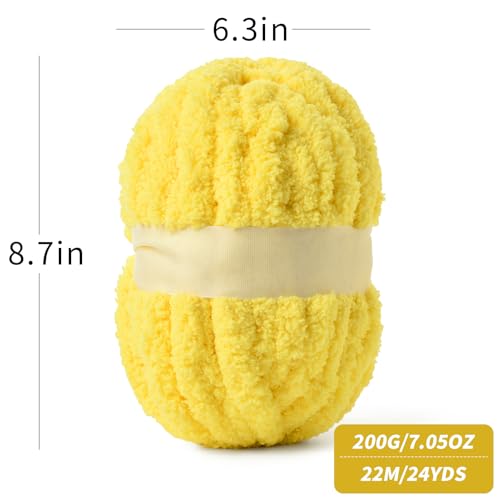 10 Pack Bright Yellow Fuzzy Chunky Yarn for Hand Knitting, Bulky Thick Fluffy Chenille Yarn for Crocheting, 240yds/70.5oz Jumbo Crochet Yarns, Soft Chunky Knit Blanket Yarns for Crochet - color: 10 Bright Yellow