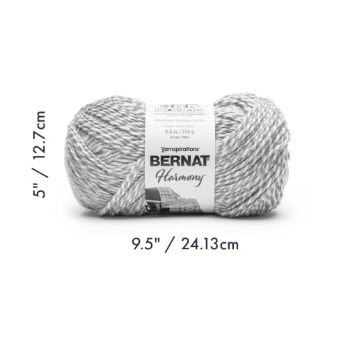 Bernat Harmony Acrylic Yarn for Crocheting, Foggy Notion, 3-Pack | #4 Worsted Yarn, 100% Acrylic, Soft Yarn for Crocheting Blankets, Garments, Knitting & DIY Crafts, 431yds, 250g/9oz per skein - color: Foggy Notion