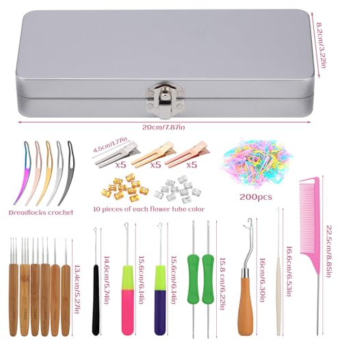 kgxulr Dreadlock Crochet Hooks, 250PCS Crochet Needles for Hair, Latch Hook | Crochet Needle for Locs, Small Crochet Hooks for Hair, Loc Crochet Needle for Hair Braiding, MultipleSizes Hair Locking Tool - size: 250 PCS